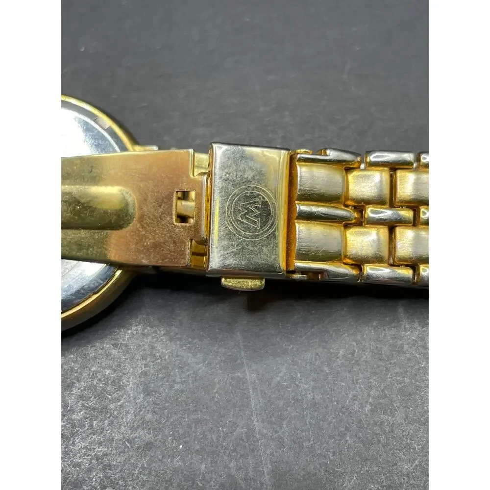 Vintage NK Ermani Quartz Men's Watch Gold Tone Black Dial 35mm Water Resistant